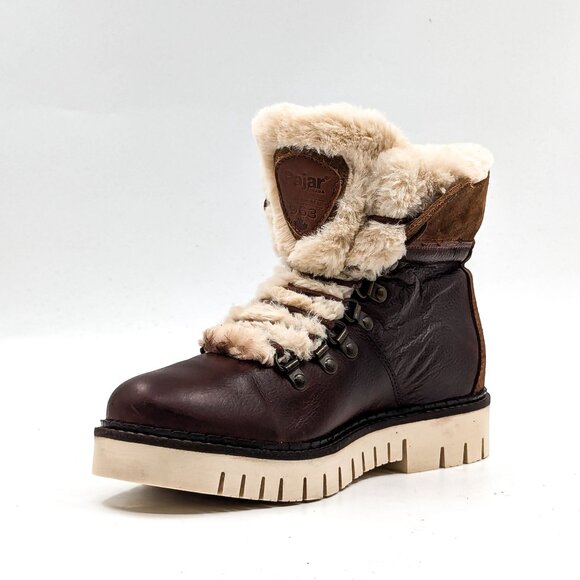 Pajar Women faux Fur Brown Leather Lace up Snow Winter Boots size 7-7.5US EUR38 - Picture 3 of 10